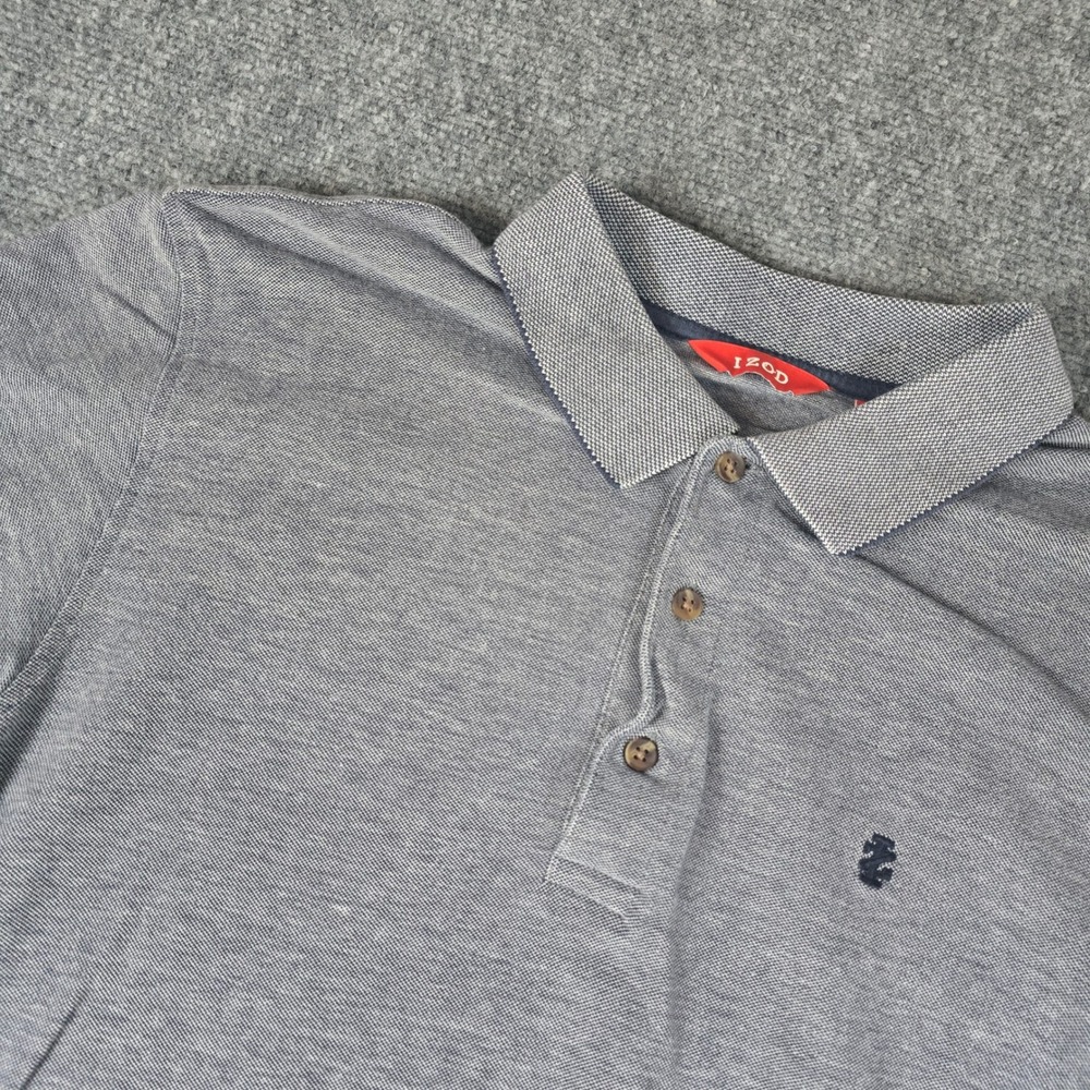 IZOD Men's Blue Heathered Polo Shirt Size L G Short Sleeve‎ Comfort Fit